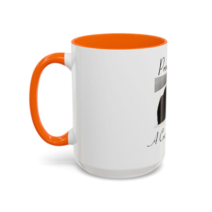 Proud to Be a Crazy Cat Person Accent Coffee Mug – Black Cat Lover Gift (11/15oz)