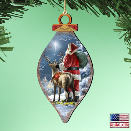 Starry Night Santa Cone Wooden Ornaments by Gelsinger - Christmas Santa Snowman Decor - 8041119-1713-1
