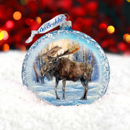 In the Heart of the Forest - Moose Medallion Glass Ornament by G. Debrekht - Wildlife Holiday Decor - 73383-3