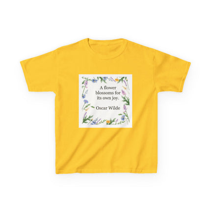 Kids T‑Shirt — "A flower blossoms for its own joy" Oscar Wilde Floral Quote