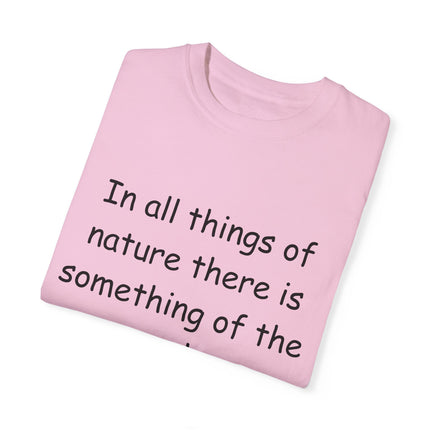 Aristotle Quote Tee – Unisex Garment-Dyed Shirt on Nature & Wonder