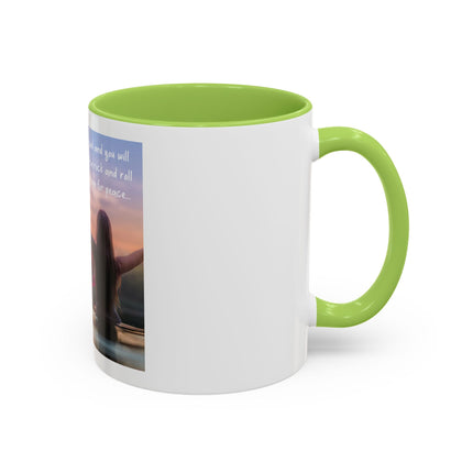 Inspirational Lotus Sunrise Coffee Mug — "knock on the door to my soul"