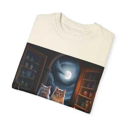 Magical Cats T-Shirt – Cozy Night Reading – Unisex Garment-Dyed