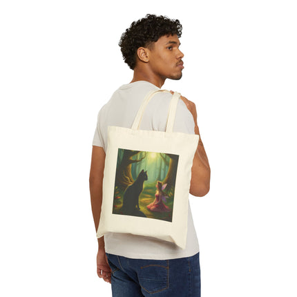 Fairy Forest Tote Bag – Fairy and Black Cat Canvas Shopper