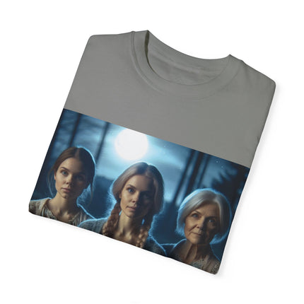 Mystical Sisterhood Tee – Garment-Dyed Shirt of Triple Goddess