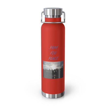 22oz Insulated Water Bottle — 'Pray for Peace' Matte Copper Vacuum Flask
