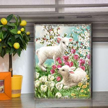 Easter Lambs Wooden Wall Art by D. Gelsinger - Easter Spring Decor - 95673B-DG-3
