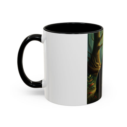 Enchanting Fairy & Cat Accent Mug – Fantasy Nature Design, 11oz