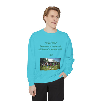 Flower Child Unisex Garment-Dyed Sweatshirt | Vintage Aesthetic | Perfect for Festivals & Everyday Wear