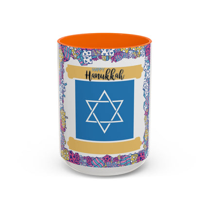Happy Hanukkah Mug – 15oz Accent Ceramic Cup for Festive Joy
