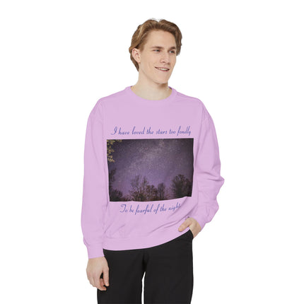 Inspirational Night Sky Sweatshirt - 'I Have Loved the Stars Too Fondly'