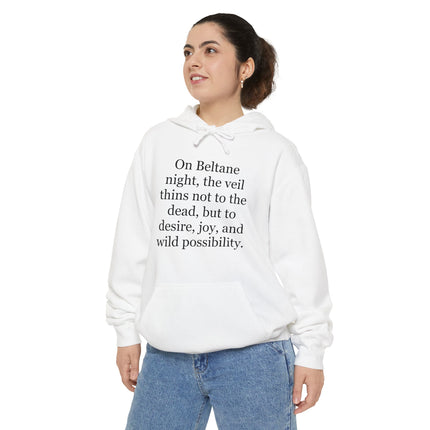 Beltane Quote Hoodie — 'On Beltane night...' Pagan Festival Graphic Hoodie