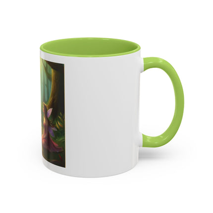 Fairy and Black Cat Forest Coffee Mug – Fantasy Woodland Tea Cup