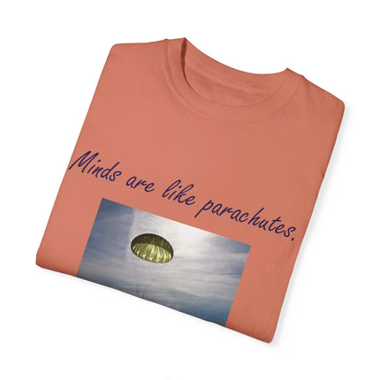 Open Mind Quote Tee – Unisex Garment-Dyed Shirt on Curiosity