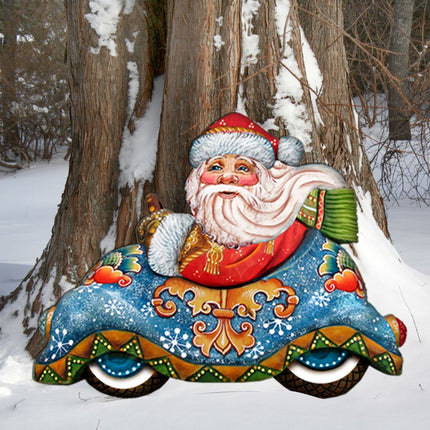 Santa In the Car Christmas Door Decor by G. DeBrekht - Christmas Santa Snowman Decor - 8112045H-2