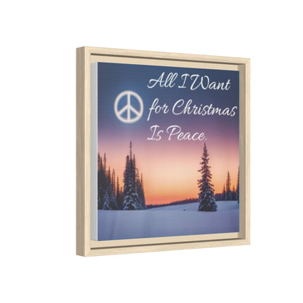 Framed Canvas Wall Art — "All I Want for Christmas Is Peace" Winter Landscape
