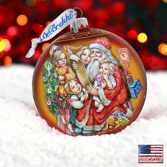 Santa Christmas List Glass Ornament by G. DeBrekht - 73370-0