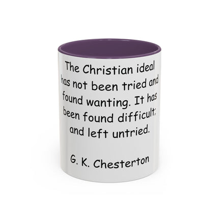 Inspirational Accent Coffee Mug – G.K. Chesterton Quote, 11oz