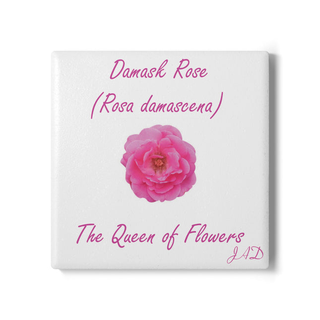 Elegant Damask Rose Ceramic Coaster - The Queen of Flowers Home Decor