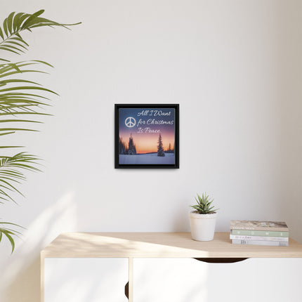 Framed Canvas Wall Art — "All I Want for Christmas Is Peace" Winter Landscape