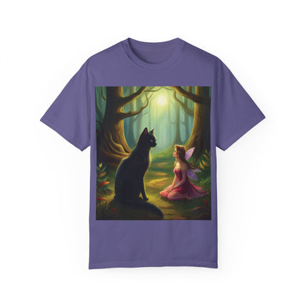 Whimsical Fairy & Cat Tee – Nature-Inspired Unisex Graphic Shirt