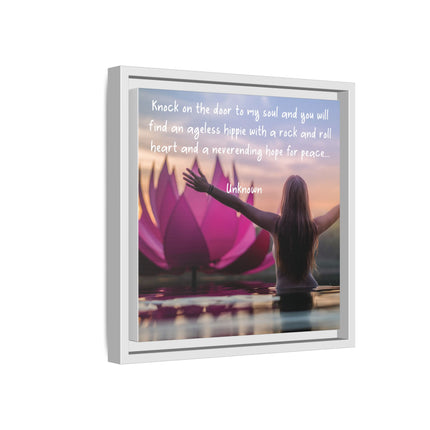 Framed Wall Art - 'Ageless Hippie' Inspirational Yoga Canvas