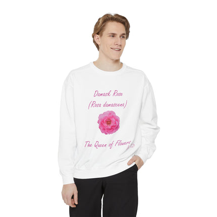 Unisex Floral Sweatshirt - Damask Rose Design - The Queen of Flowers