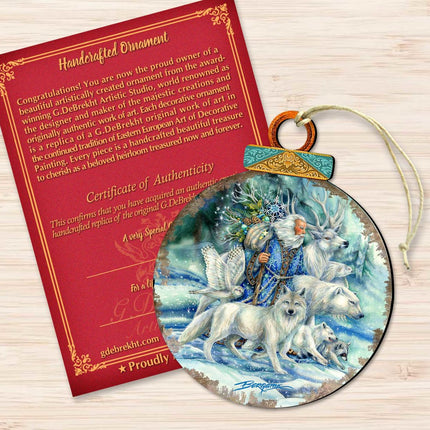 Cool Winds Father Winter Animals Wooden Ornaments by J. Bergsma - Wildlife Holiday Decor - 8591862-JB-2
