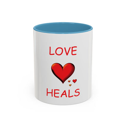 Love Heals Accent Coffee Mug — 11/15oz Heart Healing Gift