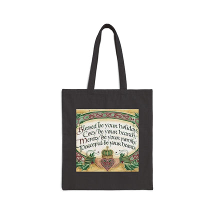 Tote Bag — "Blessed Be Your Holidays" Holiday Blessing Canvas Tote