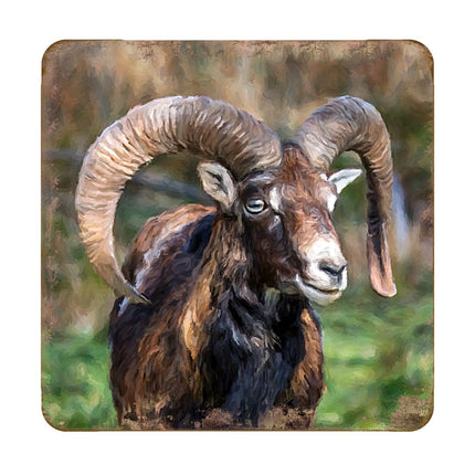 Mountain Goat Wooden Cork Coasters Gift Set of 4 by Nature Wonders - Nature Wildlife Decor  - 95369C-S4-3