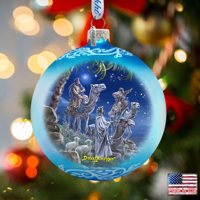 Let Us Adore Him Glass Ornament by D. Gelsinger - Nativity Holiday Decor - 71159-1839-0