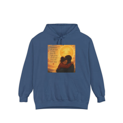 Sunlit Embrace Hoodie – "All You Need Is a Hug" Cozy Inspirational Sweatshirt