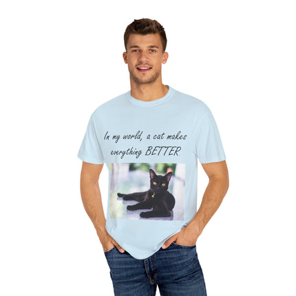 In My World Cat T-Shirt – Unisex Garment-Dyed Tee for Cat Lovers