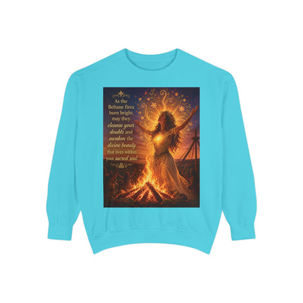 Bonfire Witch Sweatshirt — "As the Beltane fire burns bright" Pagan Festival Crewneck