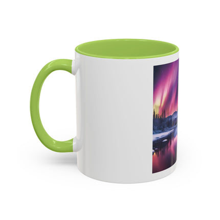 Aurora Lake Accent Coffee Mug — Northern Lights Landscape 11/15oz