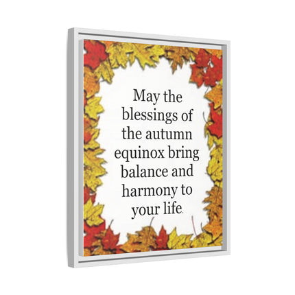 Autumn Equinox Blessing Framed Canvas — Fall Leaves Wall Art