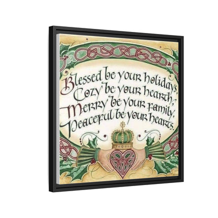 Framed Holiday Blessing Matte Canvas — "Blessed be your holidays" Celtic Wall Art