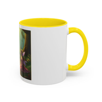 Fairy and Black Cat Forest Coffee Mug – Fantasy Woodland Tea Cup