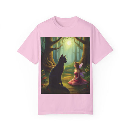 Whimsical Fairy & Cat Tee – Nature-Inspired Unisex Graphic Shirt