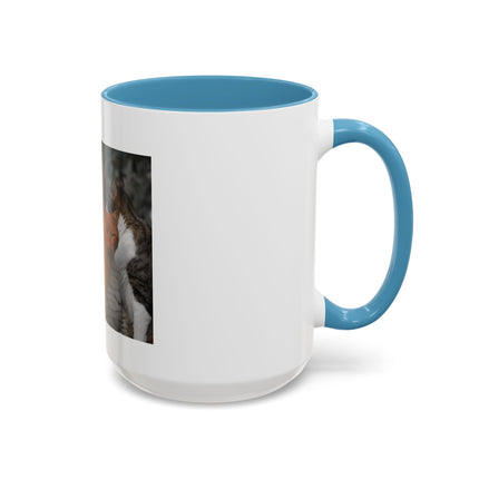 Coffee Mug — "Real Men Love Cats" Accent Ceramic Mug with Cat Photo (11/15 oz)