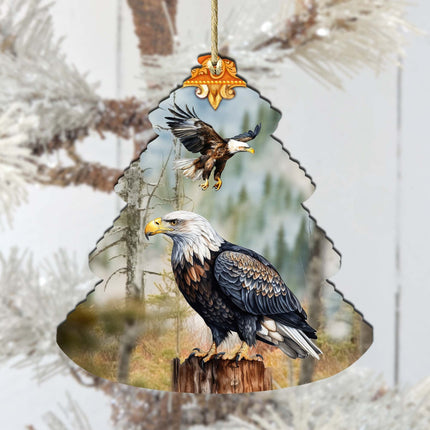 Alaskan Bald Eagles Tree Wooden Ornaments by G.Debrekht - Wildlife Holiday Decor - 870006-3