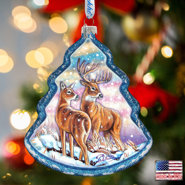 Deer Story Glass Ornament by G. DeBrekht - Wildlife Holiday Decor - 762-029-0