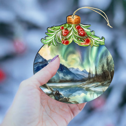 Alaskan Northern Lights Berry Wooden Ornaments by G.Debrekht - Wildlife Holiday Decor - 870023-4