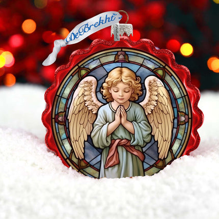 Little Angel Wreath Glass Ornament by G. Debrekht - Nativity Holiday Décor - 759-055-3