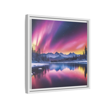 Framed Matte Canvas - Aurora Lake Landscape Wall Art