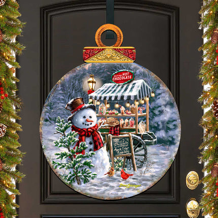 Hot Chocolate Stand - Frosty Fun Holiday Door Decor by D. Gelsinger - Christmas Santa Snowman Decor - 8611087H-DG-0