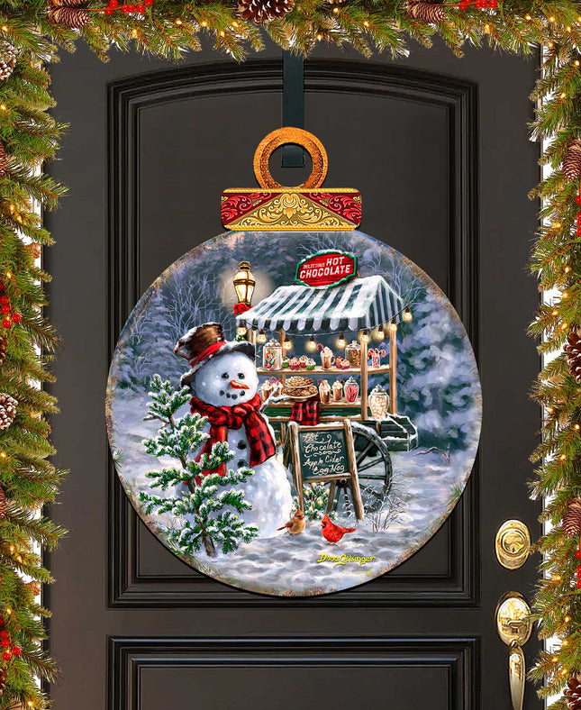 Hot Chocolate Stand - Frosty Fun Holiday Door Decor by D. Gelsinger - Christmas Santa Snowman Decor - 8611087H-DG-0
