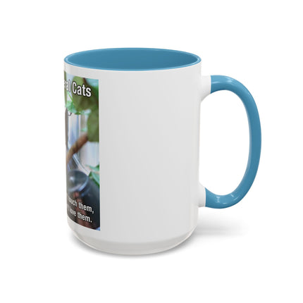 Be Kind to Feral Cats Accent Coffee Mug — Animal Rescue Cat Lover Gift (11/15oz)