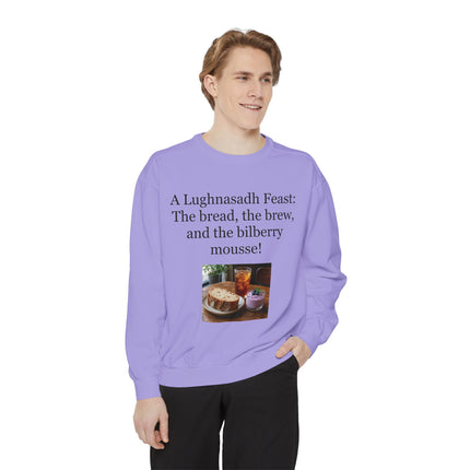 Lughnasadh Feast Sweatshirt — "The bread, the brew, and the bilberry mousse!"